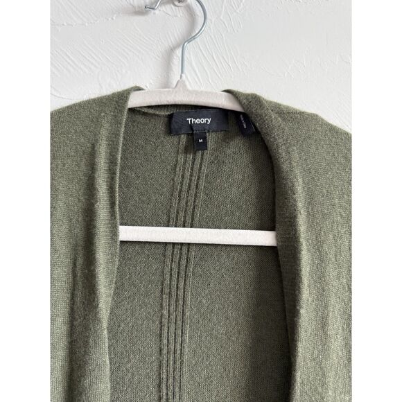 Theory 100% Soft Cashmere Long Cardigan in Olive Medium - Picture 3 of 12